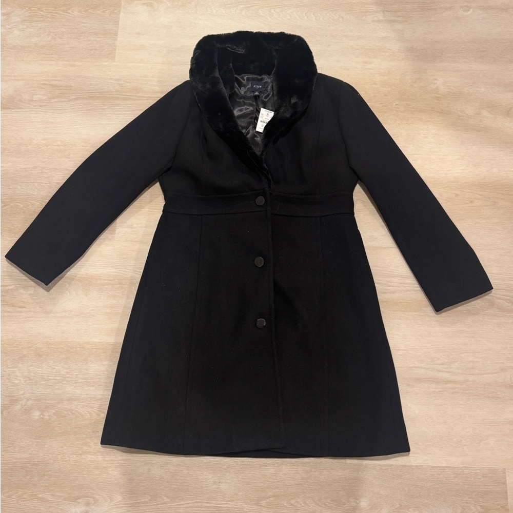 J. Crew Factory Petite Lady Day Faux Fur Coat